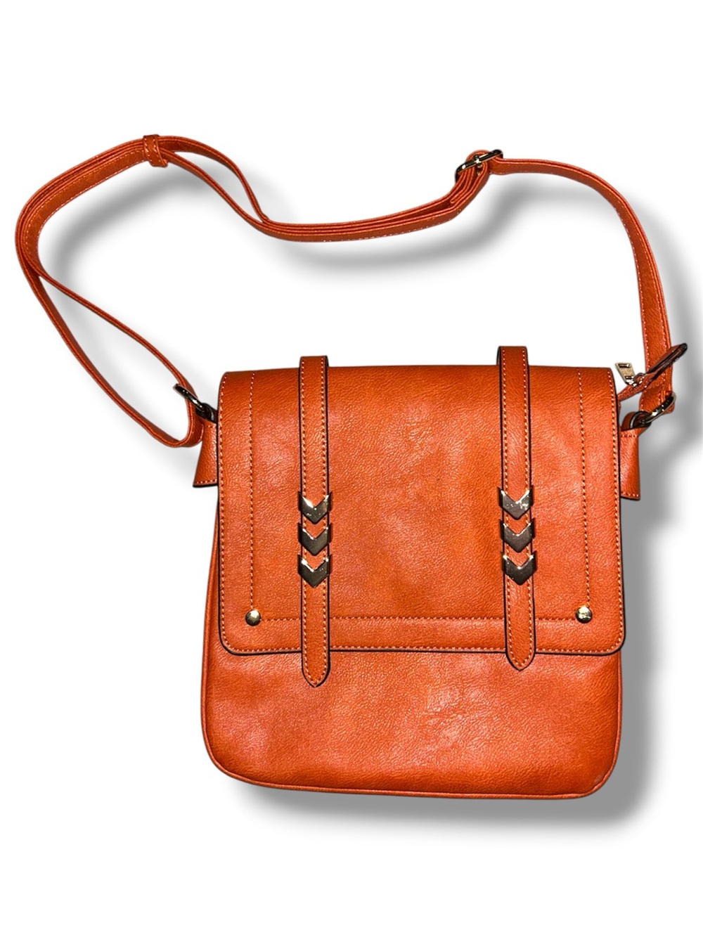 NWOT Alyssa Vegan Leather Shoulder Bag Burnt Orange Adjustable Crossbody Strap